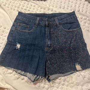 WINDSOR Rare Blue Denim Shorts with Rhinestones XS